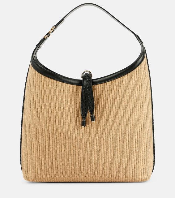 Chloe Marcie Small raffia shoulder bag
