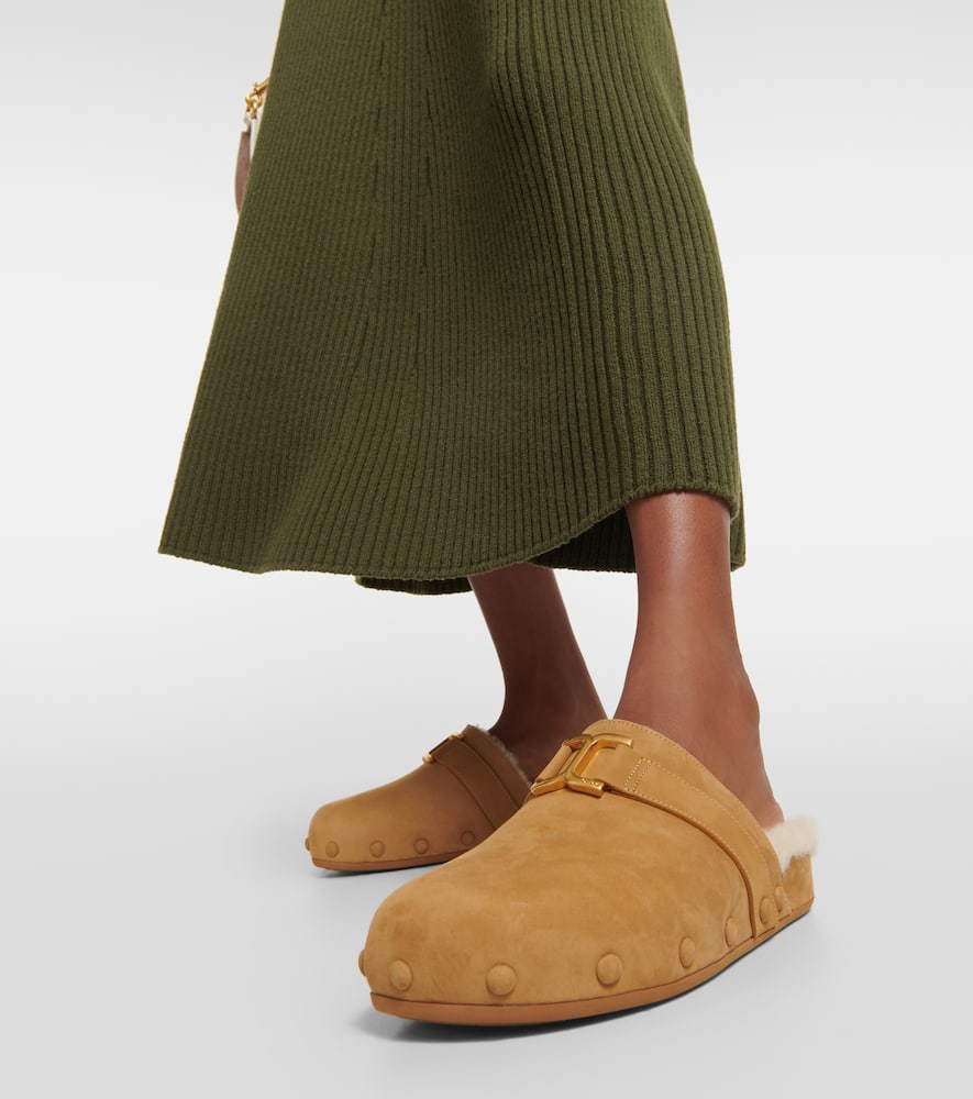 Chloe Marcie suede and shearling slippers