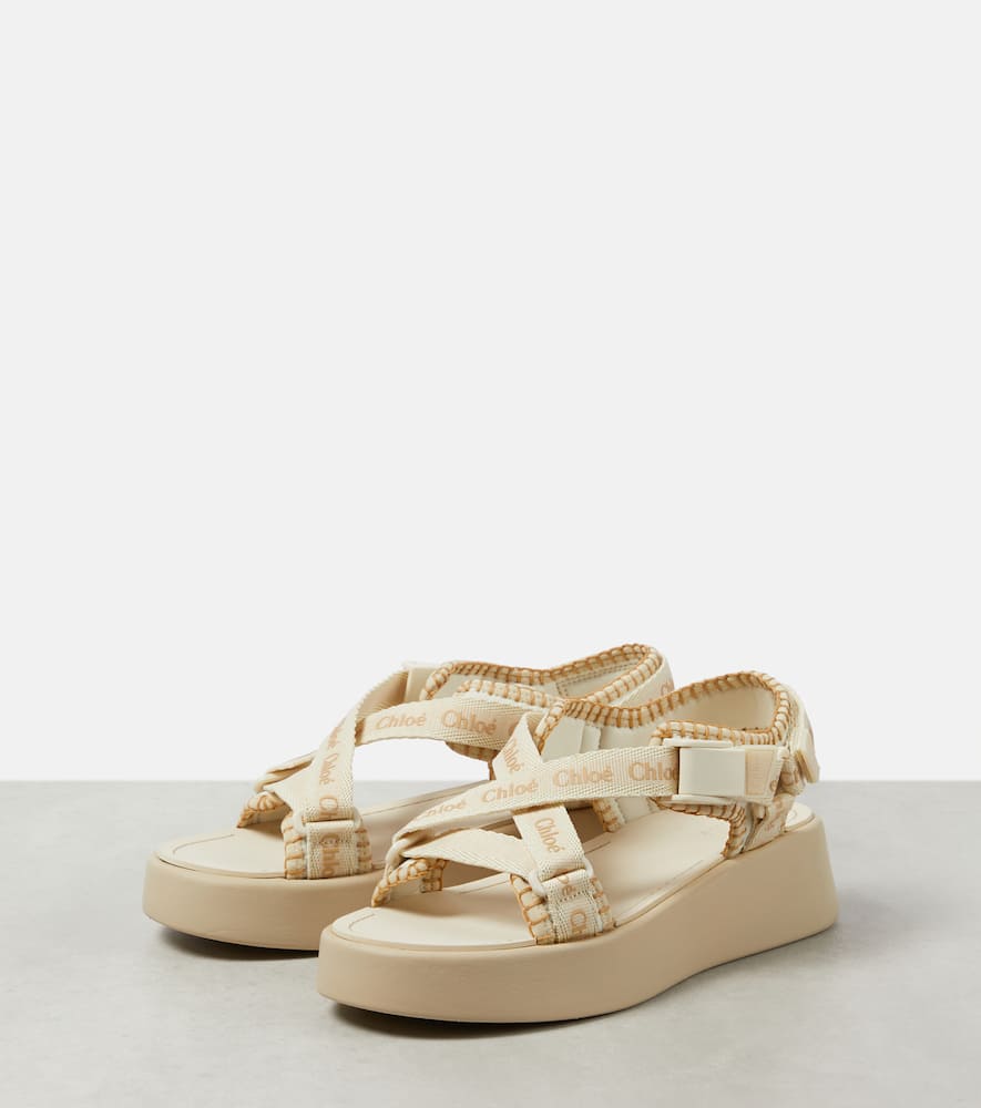 Chloe Mila logo platform sandals