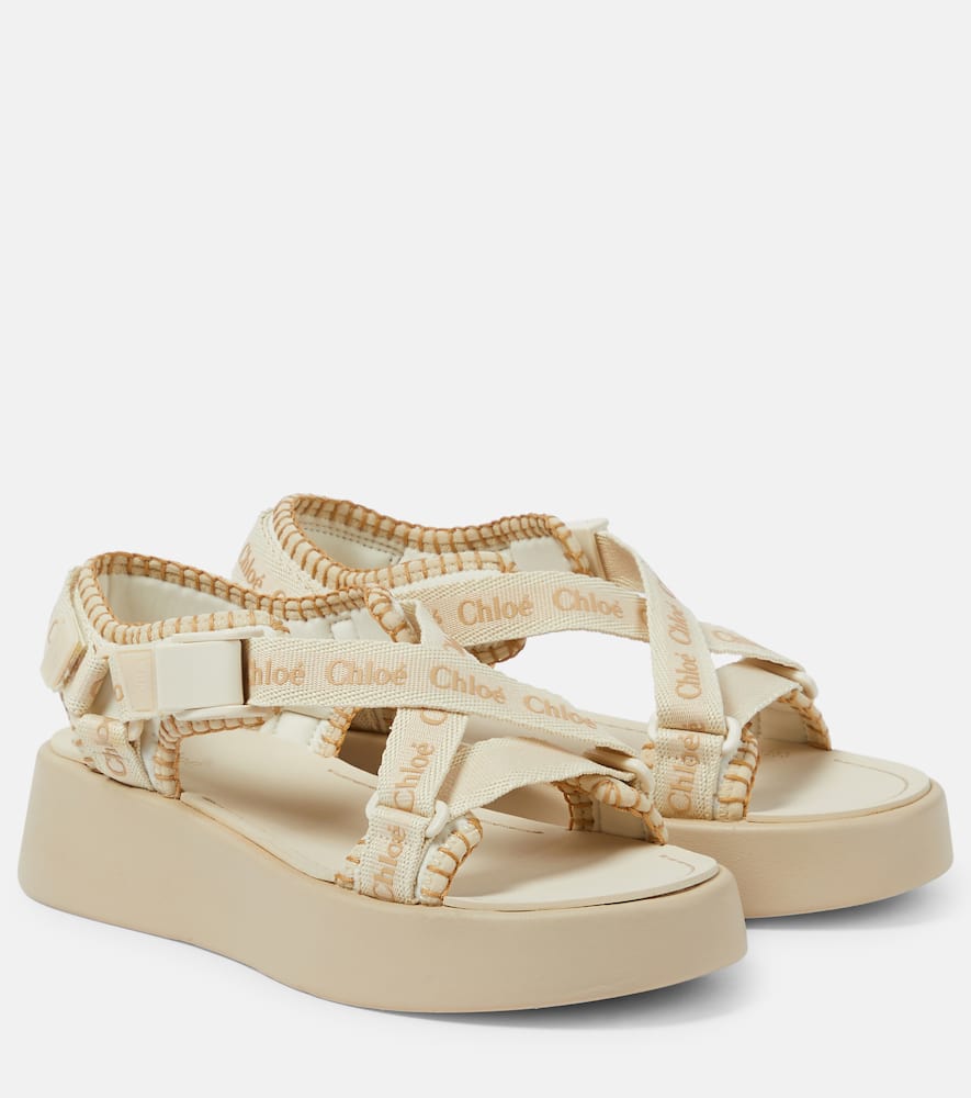 Chloe Mila logo platform sandals