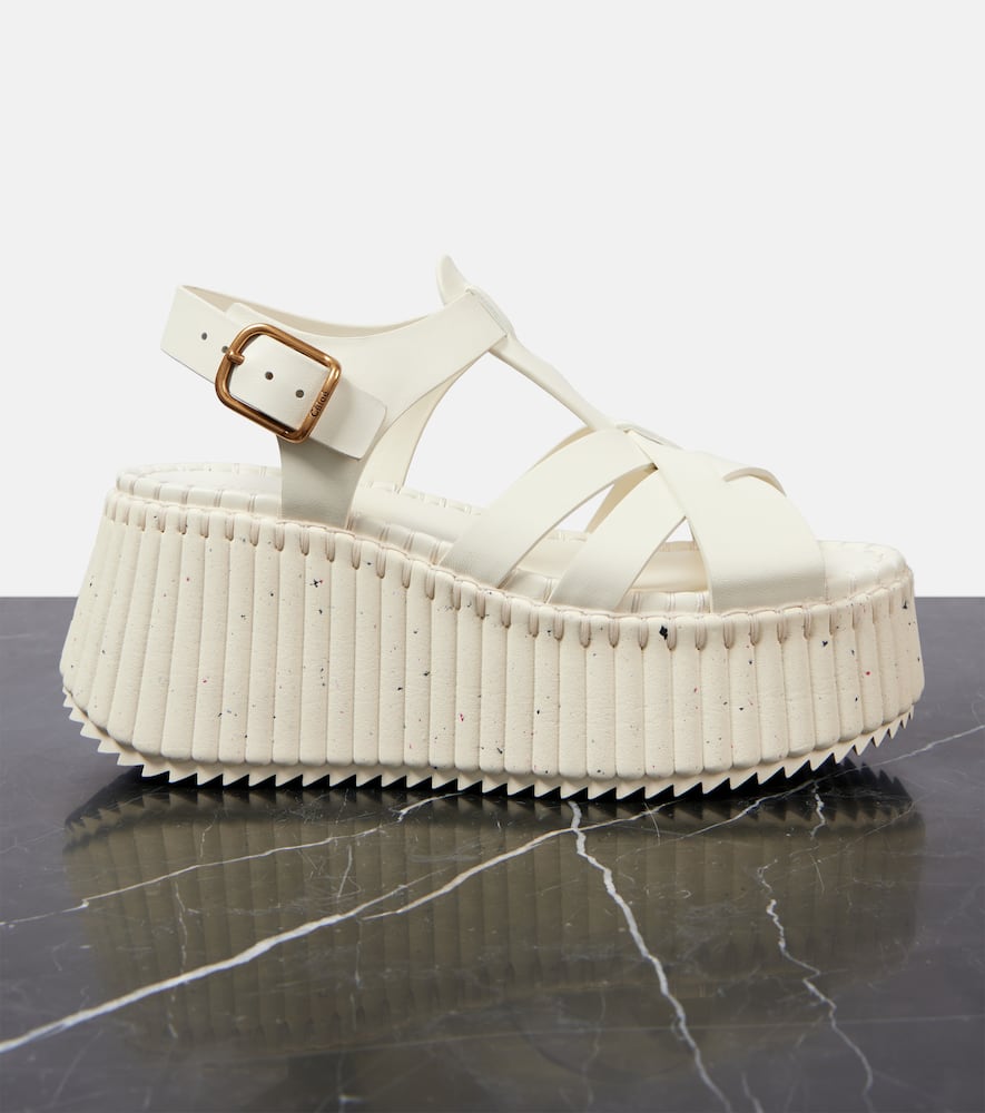 Chloe Nama 80 leather wedge sandals
