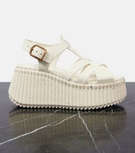 Chloe Nama 80 leather wedge sandals