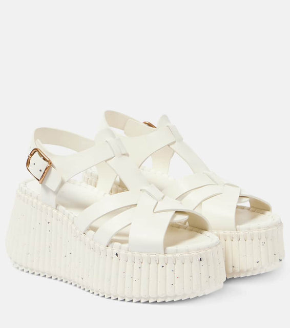 Chloe Nama 80 leather wedge sandals