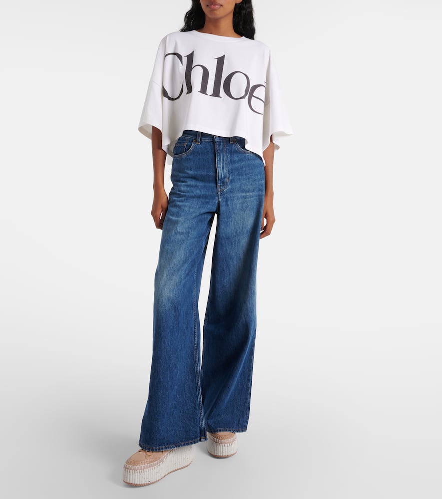 Chloe Nama 80 suede and leather wedge sneakers