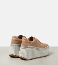 Chloe Nama 80 suede and leather wedge sneakers