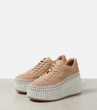 Chloe Nama 80 suede and leather wedge sneakers