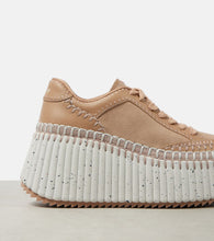 Chloe Nama 80 suede and leather wedge sneakers