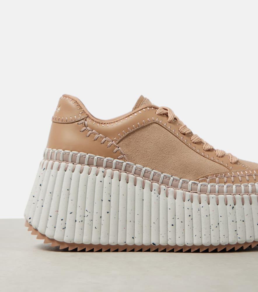 Chloe Nama 80 suede and leather wedge sneakers