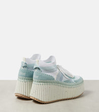 Chloe Nama 80 suede-trimmed wedge sneakers