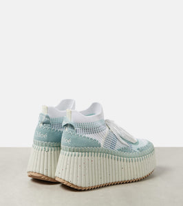 Chloe Nama 80 suede-trimmed wedge sneakers