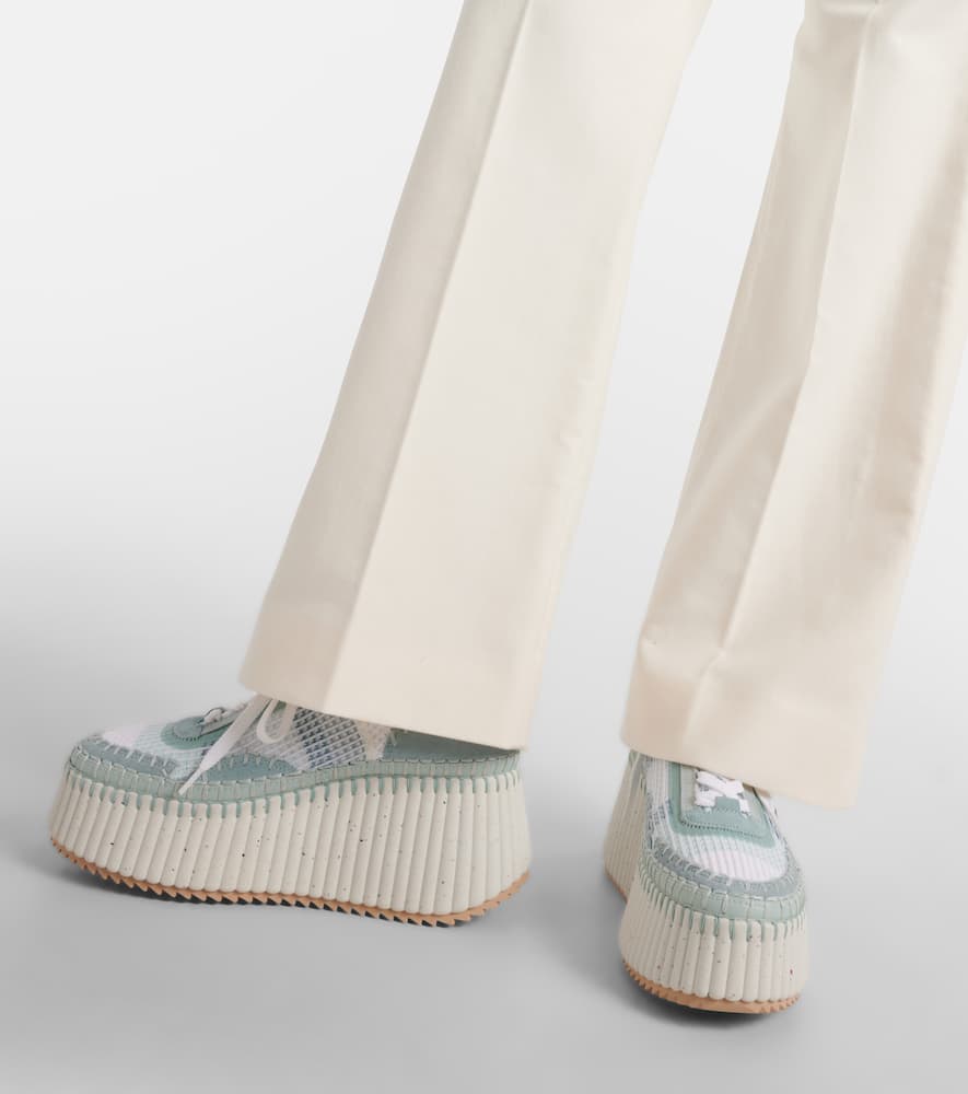 Chloe Nama 80 suede-trimmed wedge sneakers