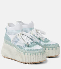 Chloe Nama 80 suede-trimmed wedge sneakers