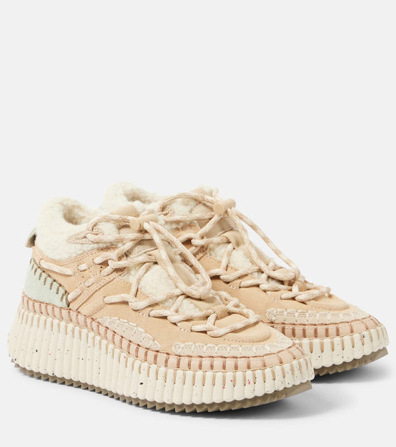 Chloe Nama shearling-lined suede sneakers