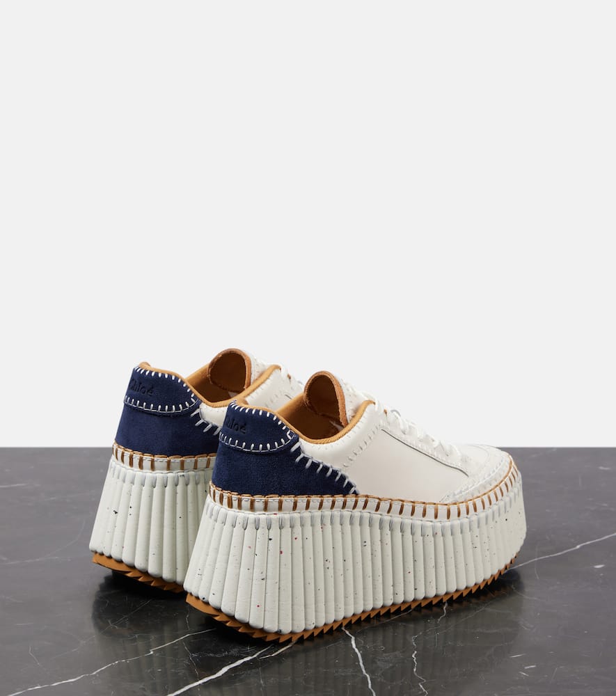 Chloe Nama suede-trimmed leather platform sneakers