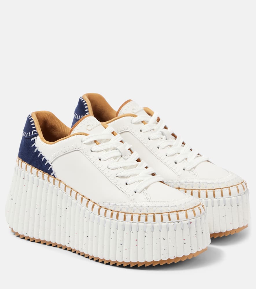 Chloe Nama suede-trimmed leather platform sneakers