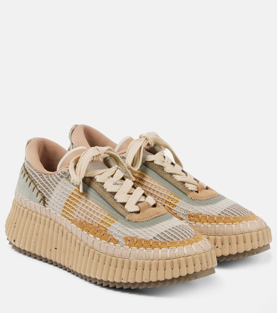 Chloe Nama suede-trimmed platform sneakers