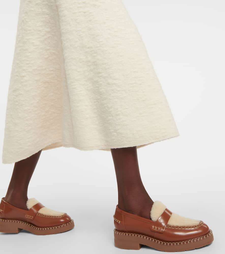 Chloe Noua shearling-trimmed leather loafers