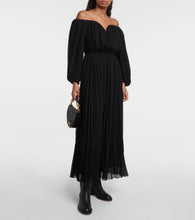 Chloe Off-shoulder virgin wool midi dress