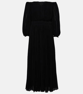 Chloe Off-shoulder virgin wool midi dress