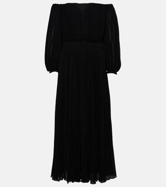 Chloe Off-shoulder virgin wool midi dress