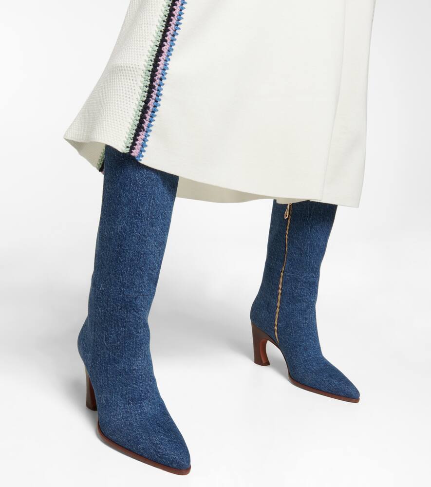 Chloe Oli denim knee-high boots
