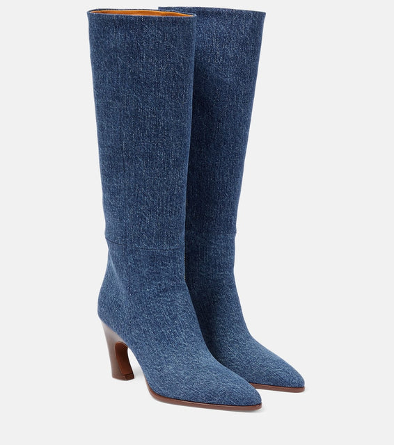 Chloe Oli denim knee-high boots
