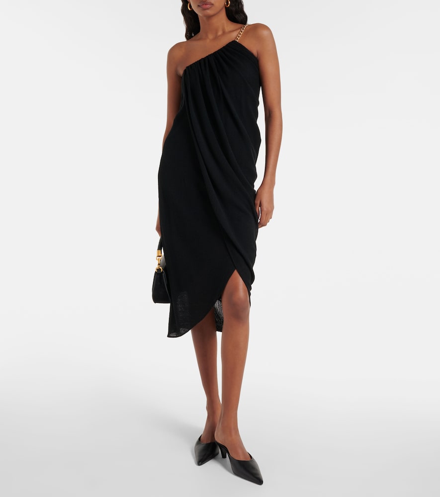 Chloe One-shoulder virgin wool midi dress