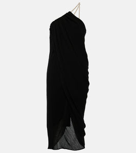 Chloe One-shoulder virgin wool midi dress
