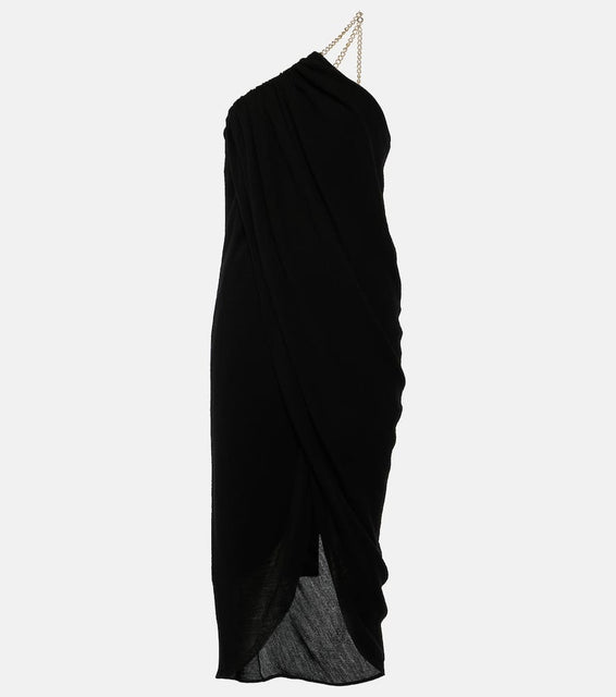 Chloe One-shoulder virgin wool midi dress