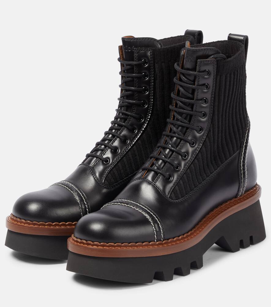 Chloe Owena leather lace-up boots