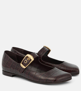 Chloe Polly croc-effect leather Mary Jane flats