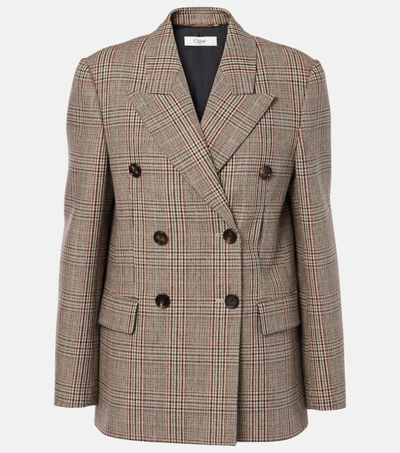 Chloe Prince of Wales check wool-blend blazer