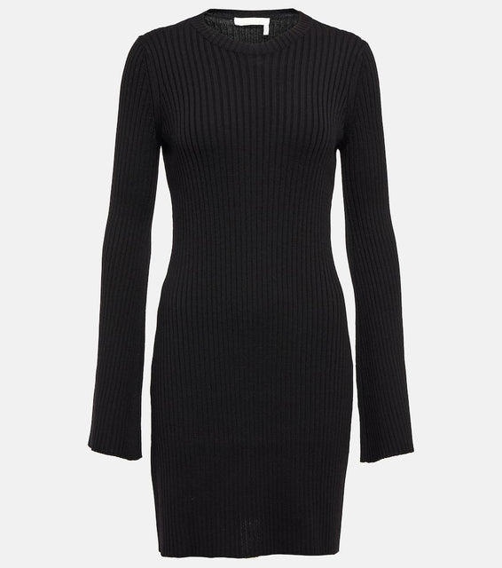 Chloe Ribbed-knit wool and cashmere dress
