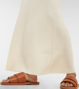 Chloe Ribbed-knit wool-blend slip dress