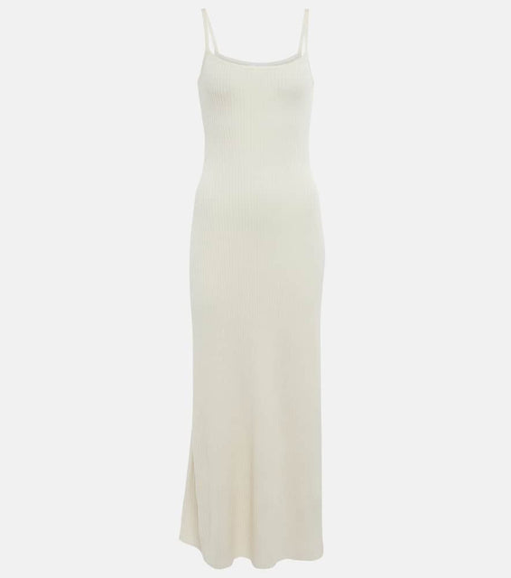 Chloe Ribbed-knit wool-blend slip dress