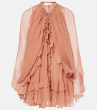 Chloe Ruffled silk muslin cape. Chloe 荷叶边真丝薄纱披肩