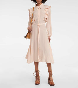 Chloe Ruffled silk shirt dress