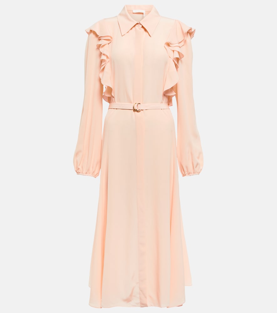 Chloe Ruffled silk shirt dress. Chloe 荷叶边真丝衬衫裙