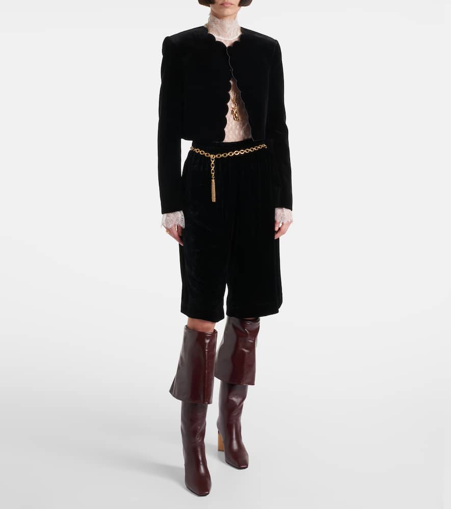 Chloe Spencer scalloped cotton velvet jacket
