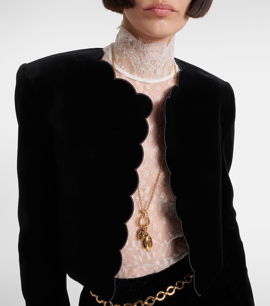 Chloe Spencer scalloped cotton velvet jacket