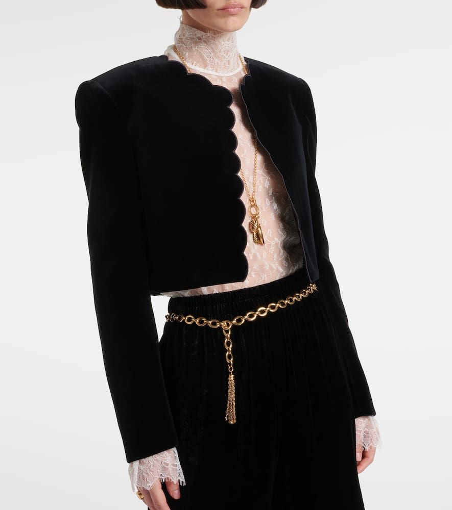 Chloe Spencer scalloped cotton velvet jacket