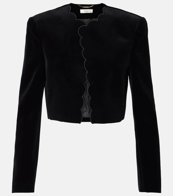 Chloe Spencer scalloped cotton velvet jacket