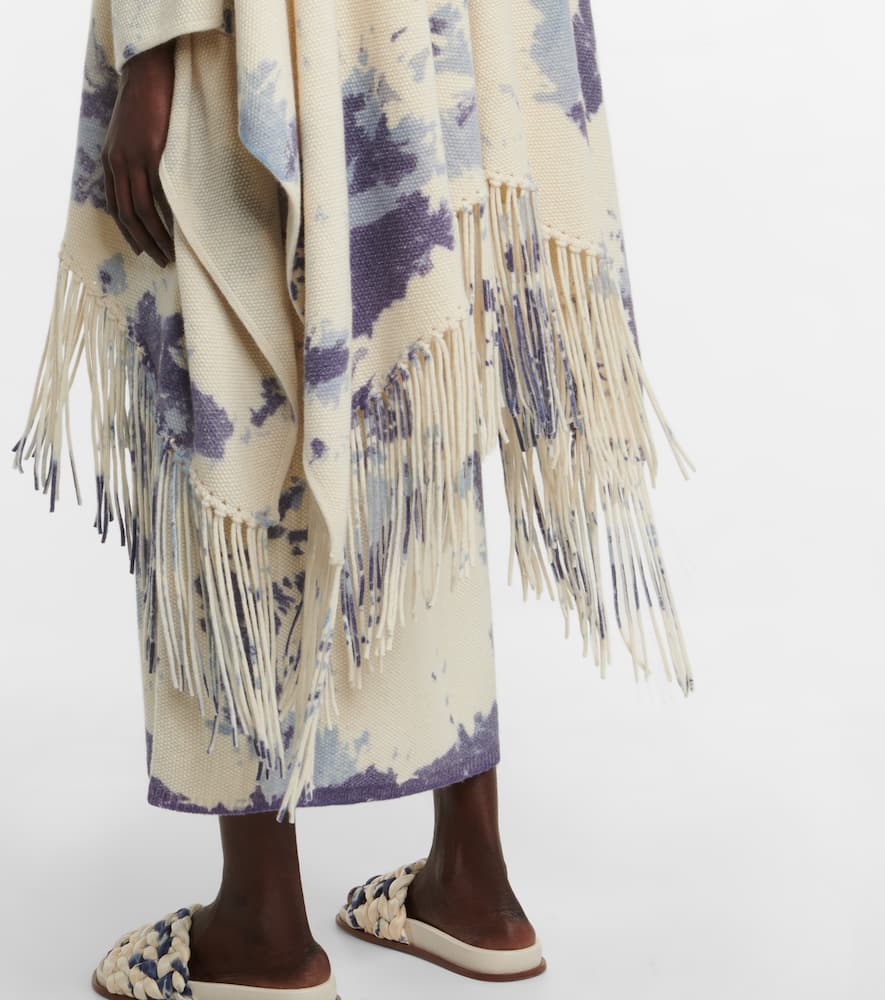 Chloe Tie-dye cashmere hooded poncho