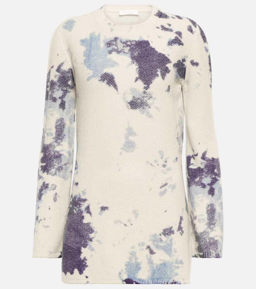Chloe Tie-dye cashmere minidress. Chloe扎染羊绒迷你连衣裙