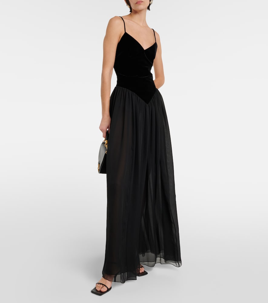 Chloe Velvet and silk maxi dress