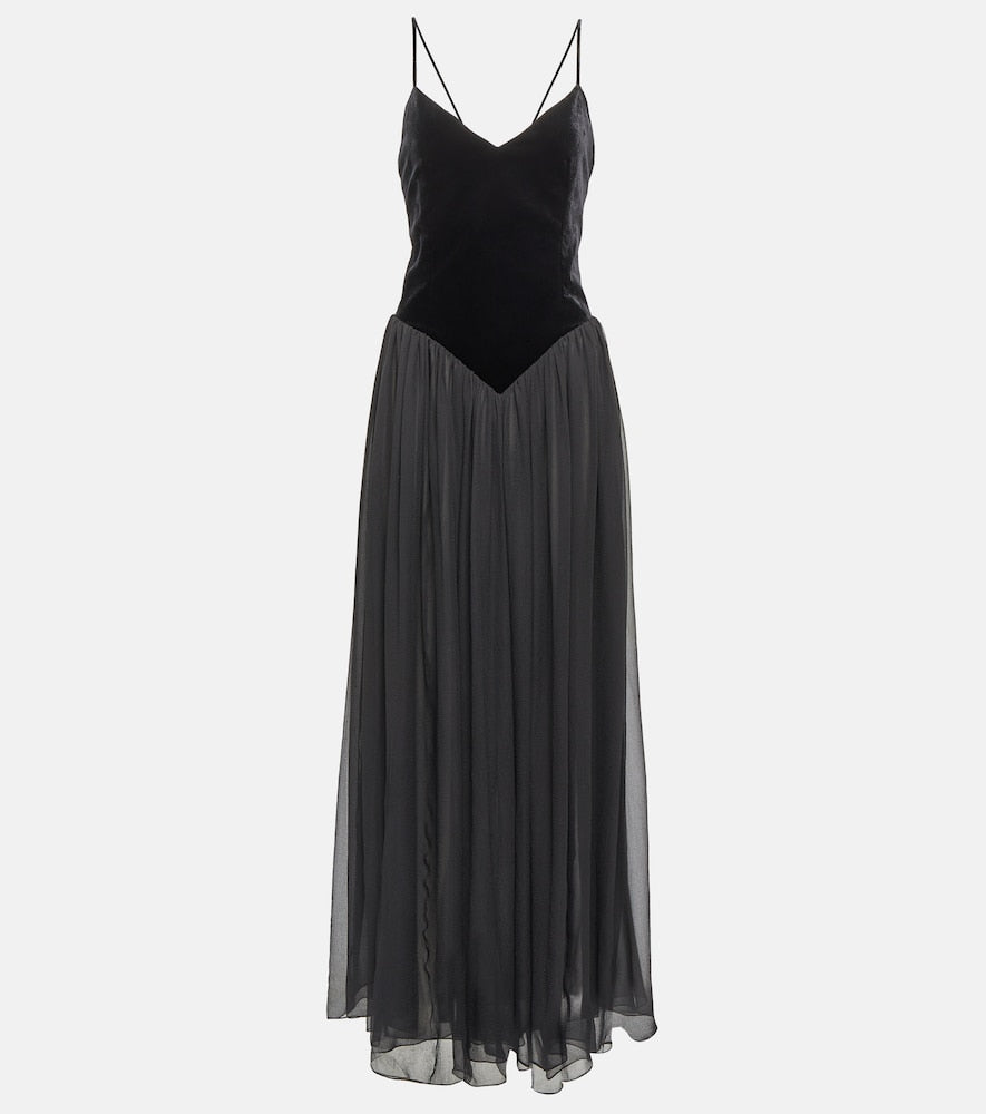 Chloe Velvet and silk maxi dress. Chloe 丝绒真丝长裙