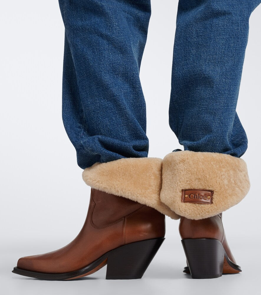 Brown Chloe Azelan leather ankle boots - Mid Heels
