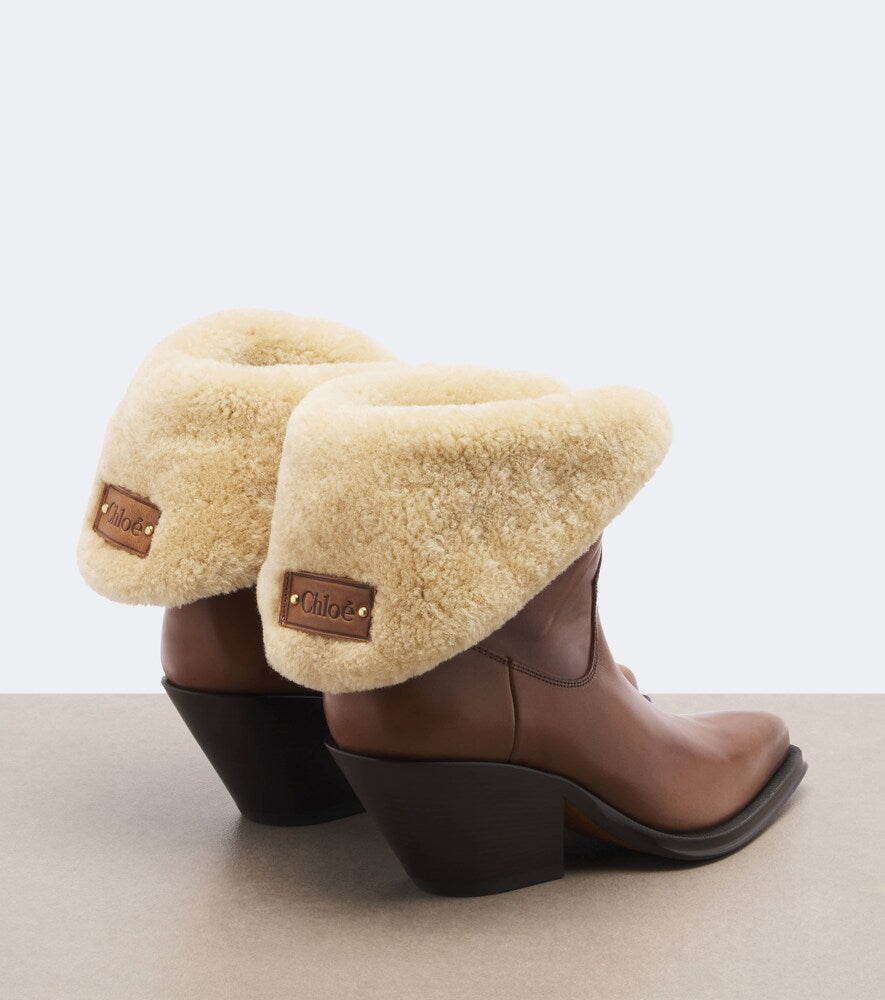 Brown Chloe Azelan leather ankle boots - Mid Heels