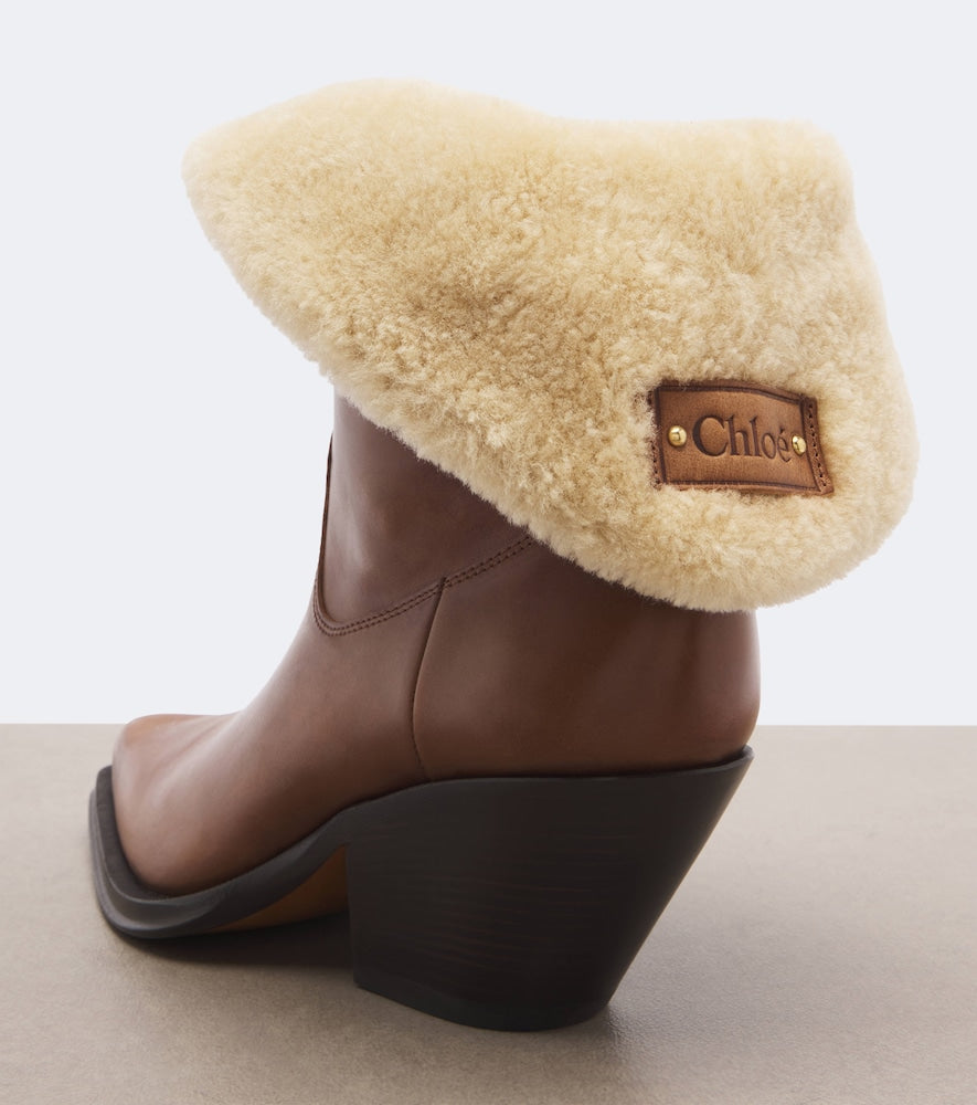 Brown Chloe Azelan leather ankle boots - Mid Heels