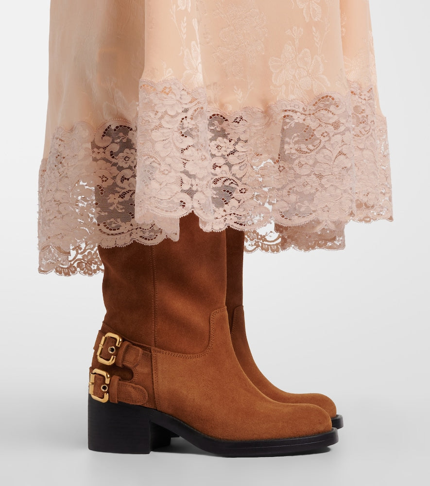 Brown Chloe Dakota suede biker boots - Knee-high Boots